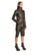 Load image into Gallery viewer, desserto cactus asymmetric hemp silk reversible zip jacket