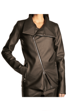 Load image into Gallery viewer, desserto cactus asymmetric hemp silk reversible zip jacket